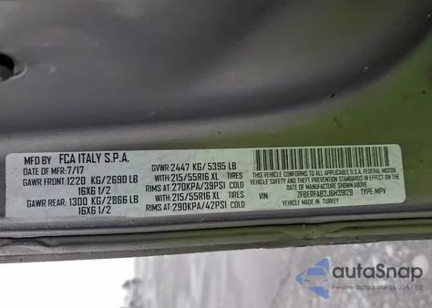 2018 Ram Promaster City z USA, uszkodzony, nr VIN ZFBERFAB2J6H39129